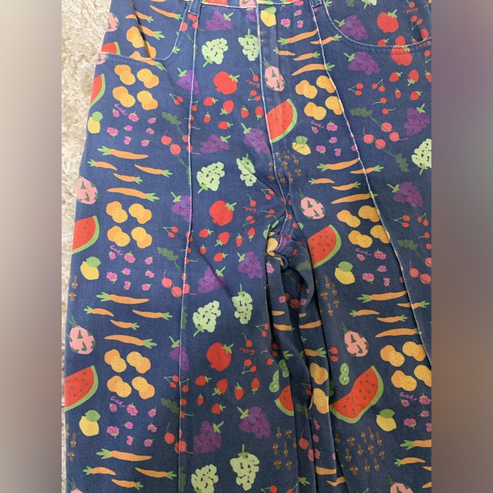Lisa Says Gah Blue Floral & Fruit Wide Leg Jeans - Picture 9 of 9